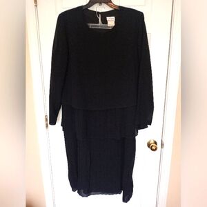 2 Piece Black Ruffled Bottom with Sheer Top with Ruffled Skirt Size 18/20W